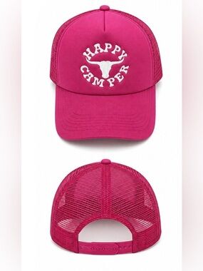 Happy Camper Kids Pink Truckers Cap